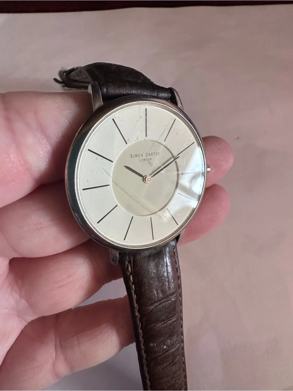 Simon Carter Men's Brown Leather Strap Dress Watch